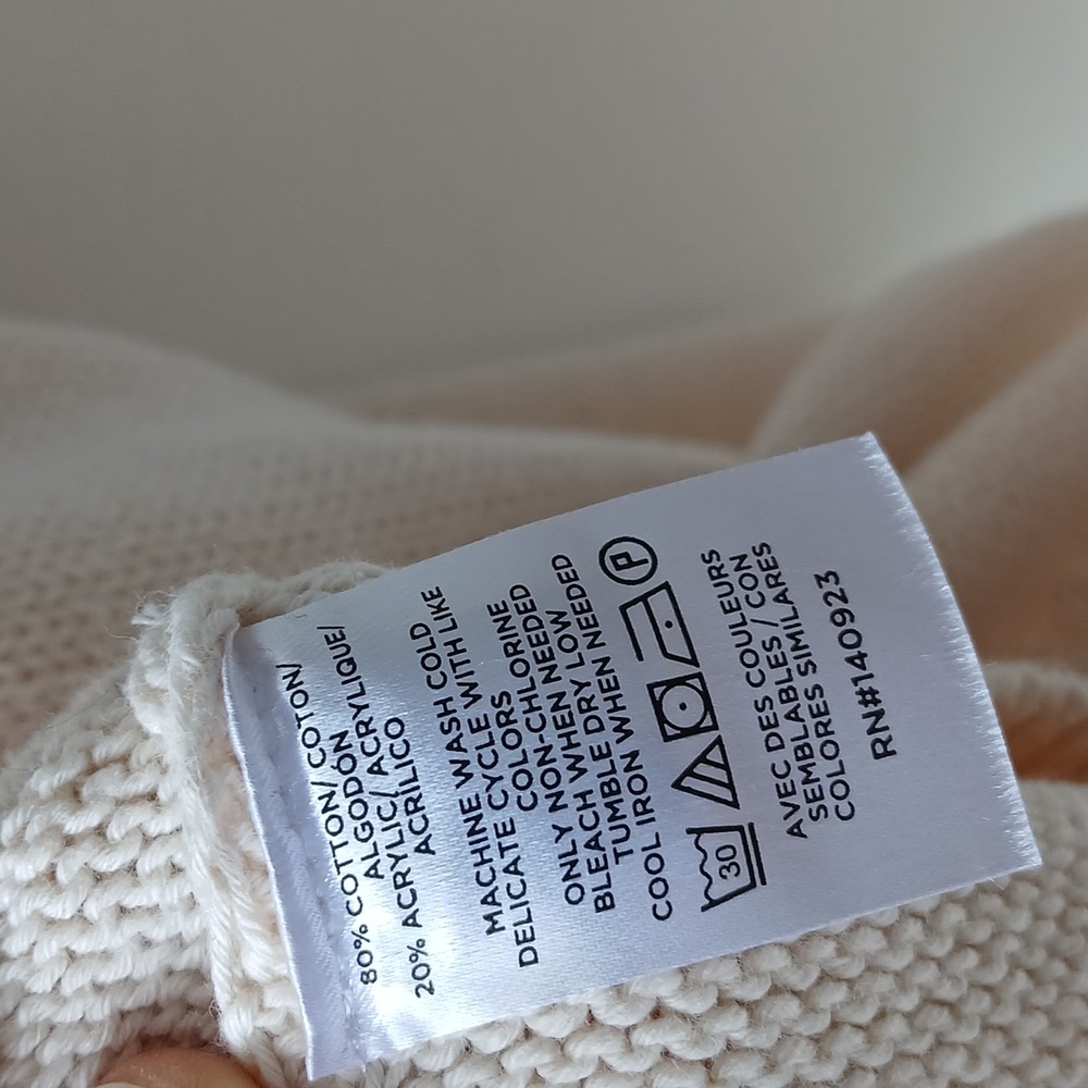 Loft Outlet Flutter Sleeve Cotton Sweater Cream Women's Large - Picture 5 of 6